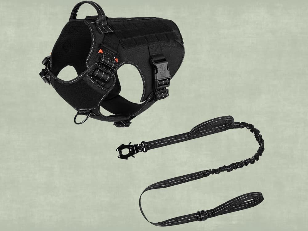 ICEFANG GN3 Tactical Dog Harness with 6X Buckle,Dog Molle Vest with Handle,3/4 Body Coverage,Hook and Loop Panel for ID Patch,No Pulling Front Clip (L (28"-35" Girth), Black)
